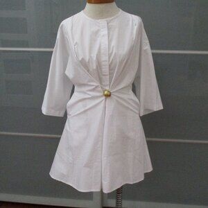 Loewe Gathered Button-embellished Cotton-poplin Mini Shirt Dress